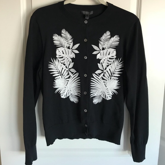 J. Crew Sweaters - J Crew Cotton Jackie Cardigan in Embroidered Palm